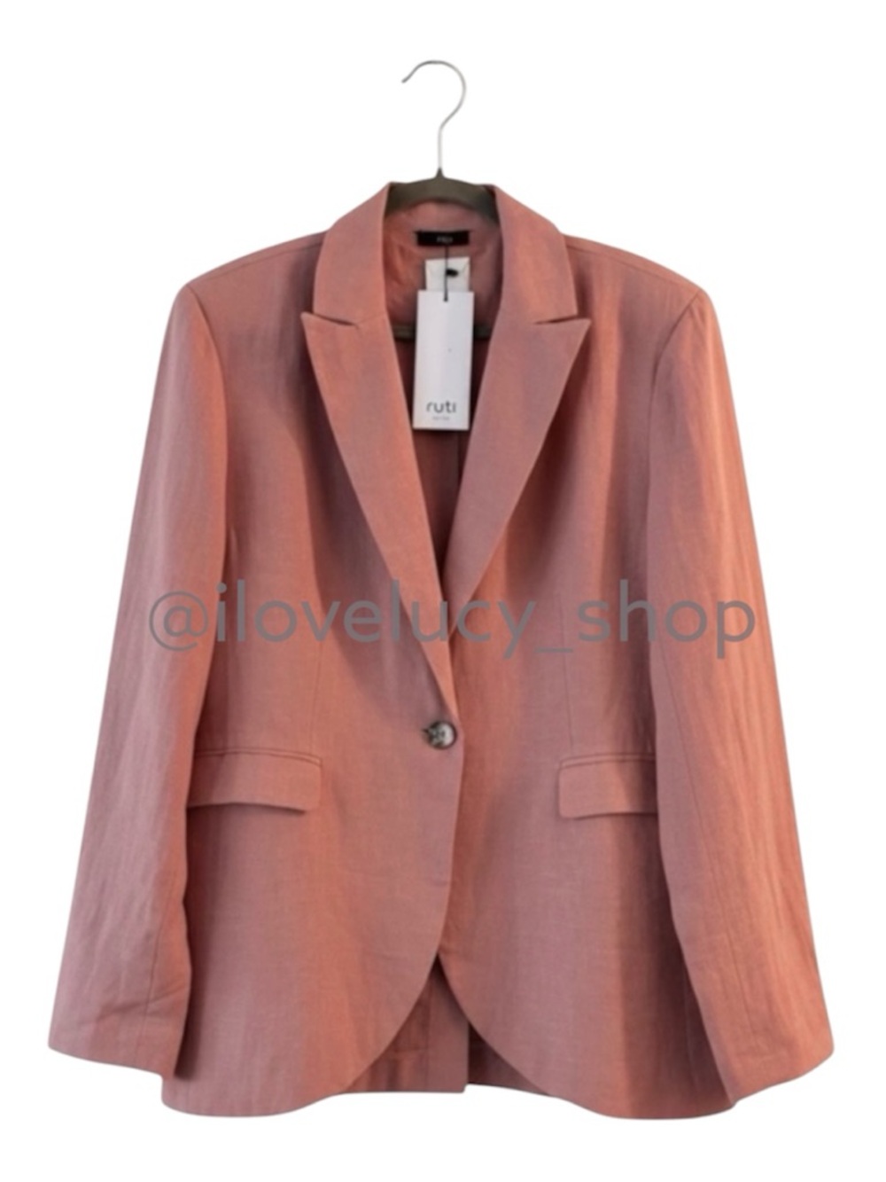 Ruti Linen Classic Blazer Dusty Coral Size 4 Oversized NWT